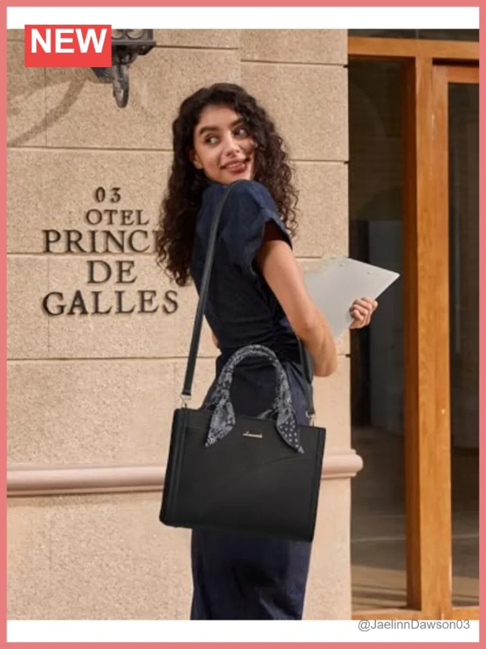 Women's Waterproof PU Leather Tote Satchel Handbag with Detachable Silk Scarf